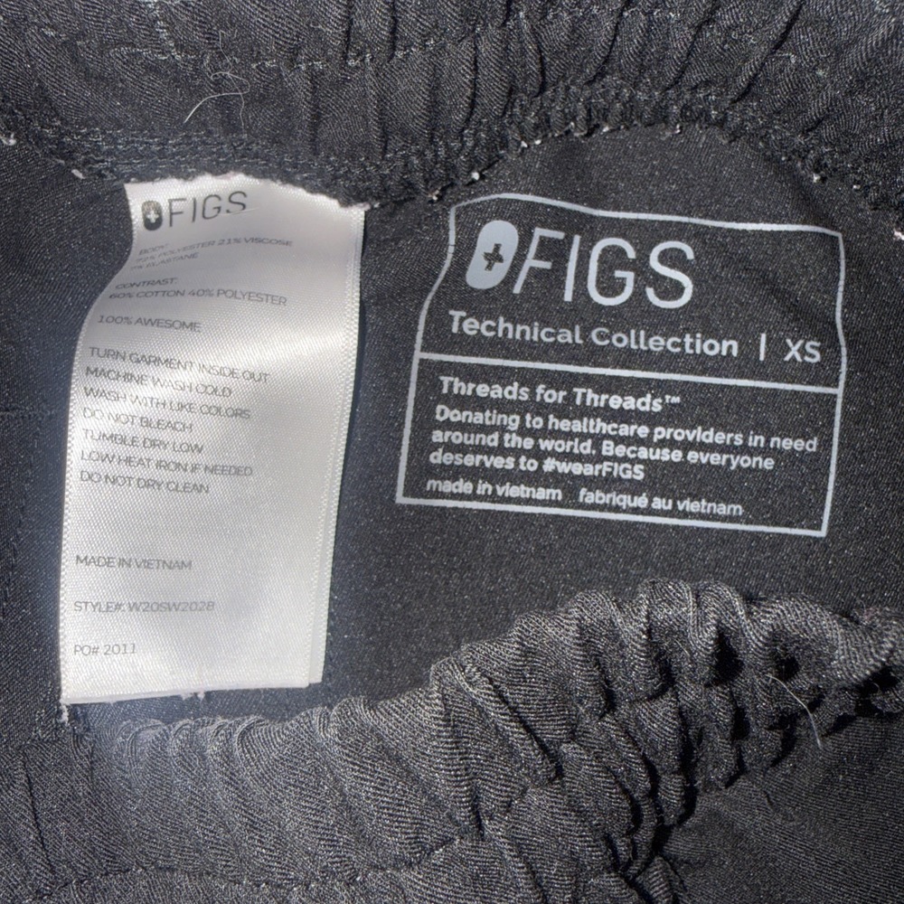 FIGS Black Technical Medical Surgical Jogger Scrub Pants Workwear Nursing Sz XS - Picture 3 of 7